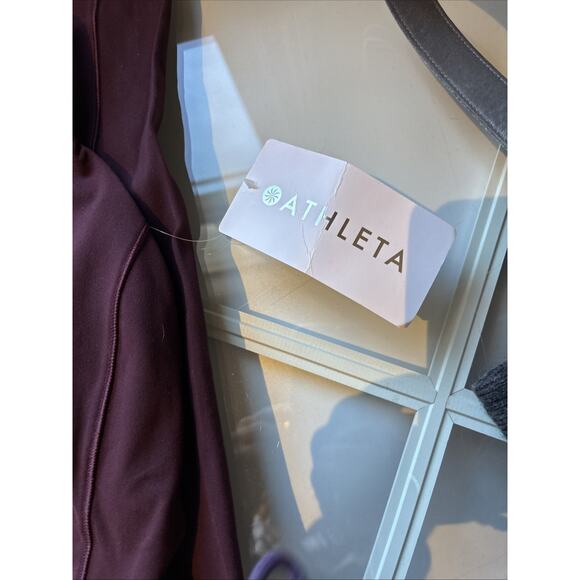 Athleta Salutation Bodysuit pant Spiced Cabernet NWT $129 Large pad bra pockets - Picture 16 of 16